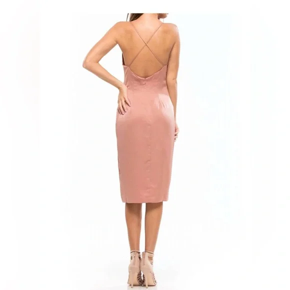 NBD Blush Pink Midi Dress with Spaghetti Straps - Picture 2 of 4